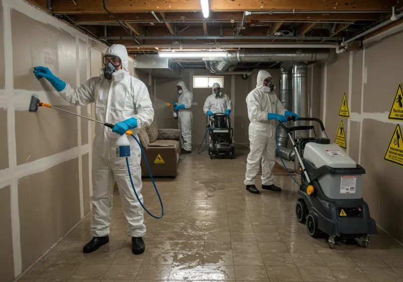 Basement Moisture Removal and Structural Drying process in Appomattox, VA